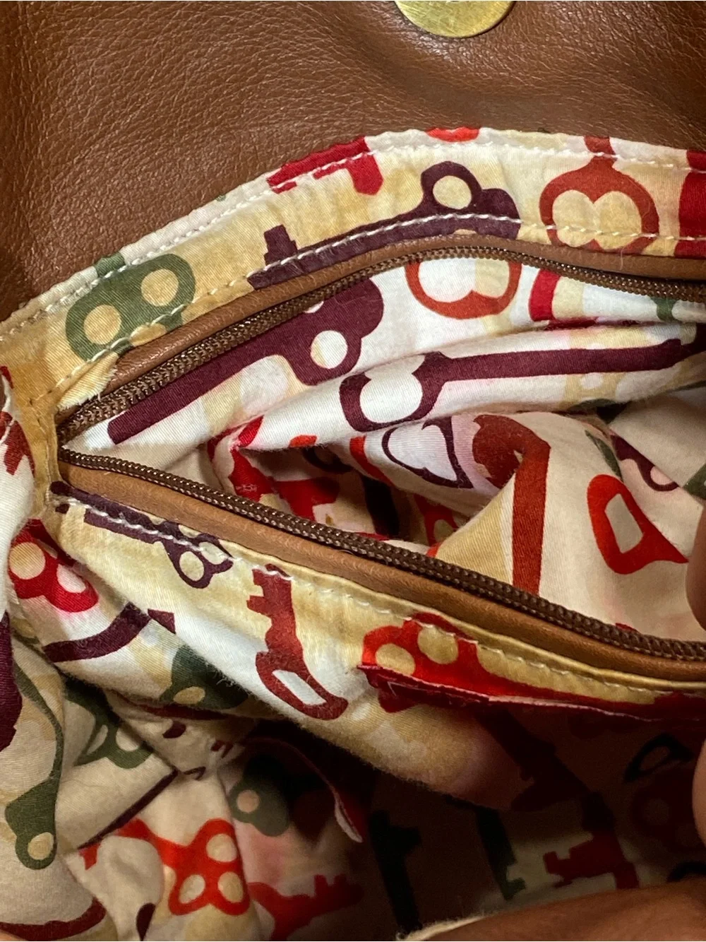 Vera Bradley Red, Black, Cream Plaid Shoulder Bag with Brown Handles